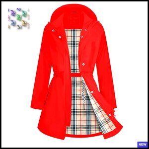 Waterproof Trench Coat Hooded Windbreaker Breathable Long Rain Jacket Adjustable